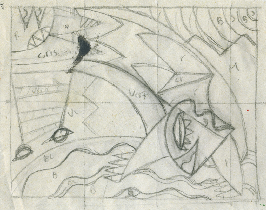 Claude Closky, ‘The swiming pool,’ 1984, preparatory drawing, lead pencil pen on paper, 9,8 x 12,1 cm.